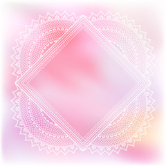 Blurred pastel background with decorative pattern in ethnic oriental style on for greeting card, invitation or announcement
