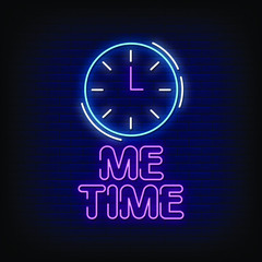 Me Time Neon Signs Style Text Vector
