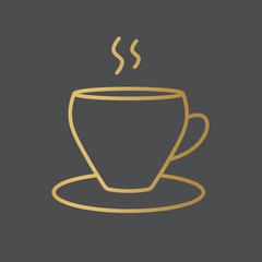 golden coffee cup icon- vector illustration