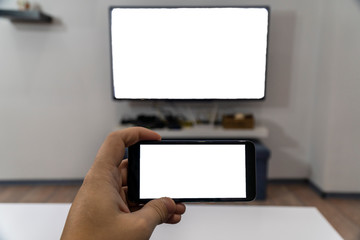 Cast smartphone on a tv concept