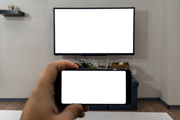 Cast smartphone on a tv concept
