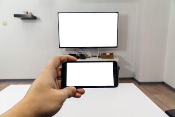 Cast smartphone on a tv concept