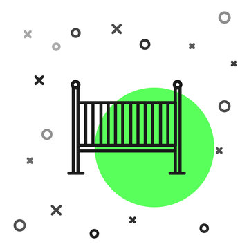 recommend clip art: Black line Baby crib cradle bed icon isolated on white background. Vector Illustration