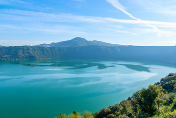 View of Lake Albano from the town of Castel Gandolfo, Italy
