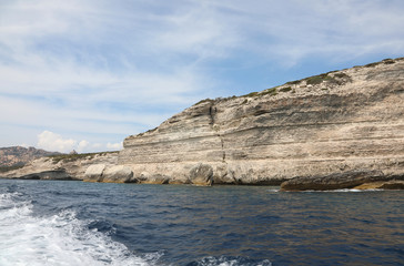 Naklejka premium Cliffed Coast near Bonifacio City in the Corsica Island in summe
