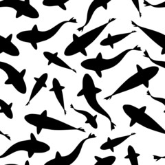 Japanese fish carp koi seamless pattern swimming.