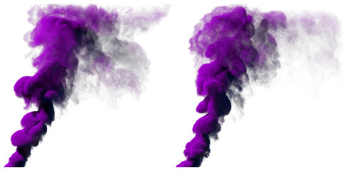 3D illustration of object - pretty purple smoke pillar isolated on white background