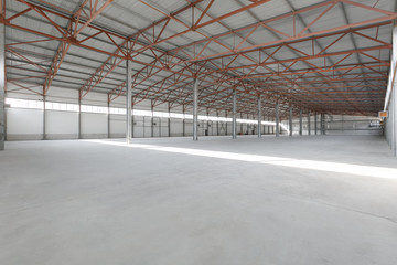 Interior of empty warehouse or garage