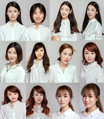 Smile combinations of girls of different ages in Asia