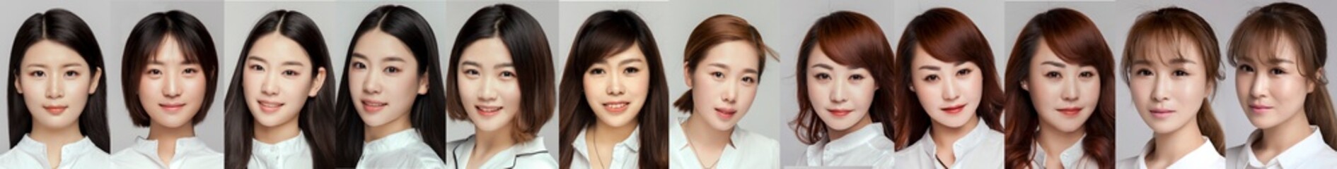 Smile combinations of girls of different ages in Asia