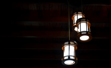 Hanging Lamps below the ceiling.