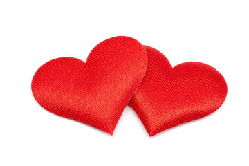Red double heart on a white background with clipping Path