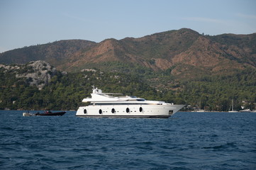 Modern sea yacht in the Harbor of Marmaris