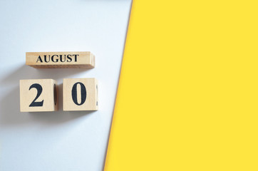 August 20, Empty white - Yellow background.