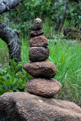 a cairn showing the hiking route