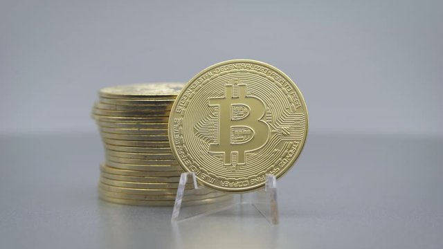 Bitcoin BTC close-up slowly turning around