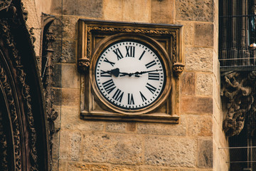 Prague. Czech. 10.05.2019: Prague Astronomical Clock in the Old Town of Prague. Beautiful, colorful, with arrows. The concept of the passing time.