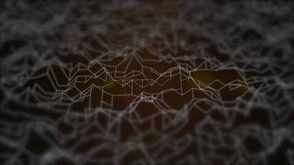 Tectinic plates activity shown in a polygonal relief texture moving over black background.