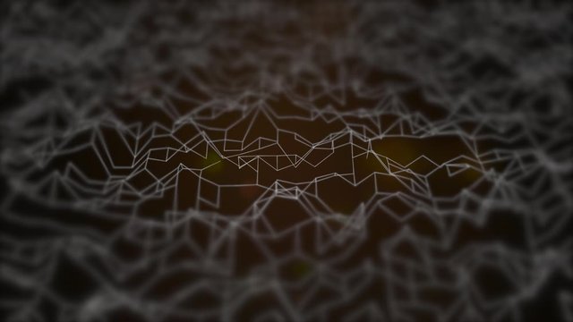 Tectinic plates activity shown in a polygonal relief texture moving over black background.