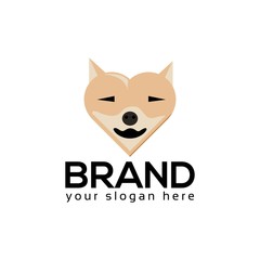 Dog love Logo, flat design. Vector Illustration on white background	