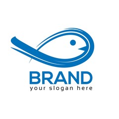 Abstract Fish logo, flat design. Vector Illustration on white background	