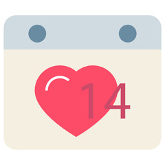 Obraz premium Valentine Day Calendar Sign, 14th February Vector Flat Icon Design