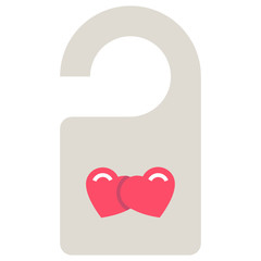 Door Handle Tag with Hear Sign Concept, Honeymoon Dont Distrub Hangging Note Vector Colorful Flat Icon design