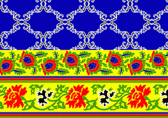 seamless pattern with flowers and leaves