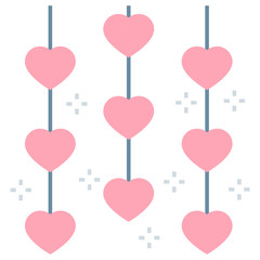 Pink color Love Heart shape bunting for Valentines Day Celebration Vector Flat Icon Design Concept