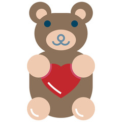 Teddy Bear Love and Romance Symbol, Stuff Toys Vector Flat Icon Design