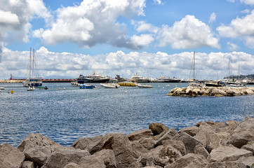 Fototapeta na wymiar port and small boats summer landscape photography