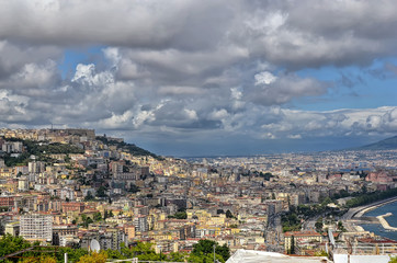 Fototapeta na wymiar Naples city buildings in summer landscape photography