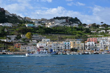 Fototapeta na wymiar Capri port landscape island and hills in Italy