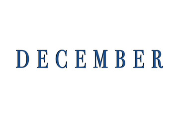 The month of December is isolated in blue on a white background for the calendar.