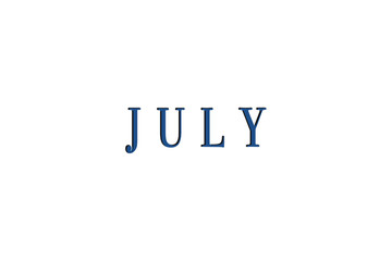 The month of July, is isolated in blue on a white background for the calendar.
