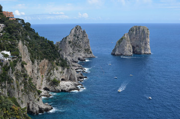 rocks in the water and nature Capri island in Italy photo