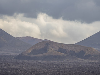 Volcanic landscape of Timanfaya National Park on island Lanzarote