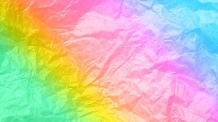 Rumpled rainbow background. Real texture of the wrapping texture.