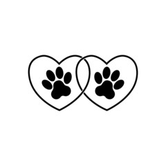 Heart with animals footprint icon on white background