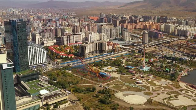 Aerial Mongolia Ulaanbaatar September 2019 Sunny Day 4K Mavic Pro  Aerial video of downtown central Ulaanbaatar in Mongolia on a beautiful sunny day.