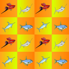 seamless pattern with sea birds