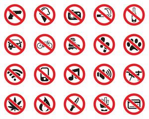 No Sign Or Forbidden Sign Icons Color Set Big
