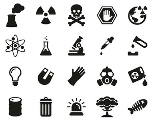Nuclear Power Plant Icons Black & White Set Big