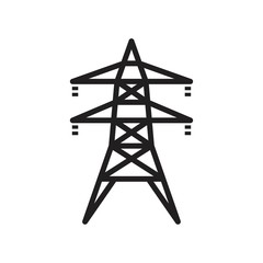 Electric tower, Overhead power line icon template black color editable. Electric tower, Overhead power line icon symbol Flat vector illustration for graphic and web design. - obrazy, fototapety, plakaty