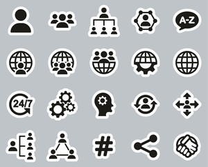 Organization & Structure Icons Black & White Sticker Set Big