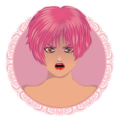 Girl with pink hair