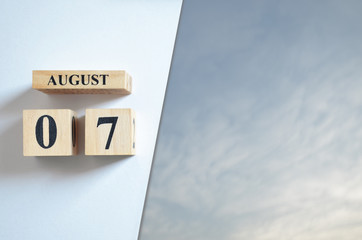 August 7, Blue sky with clound.