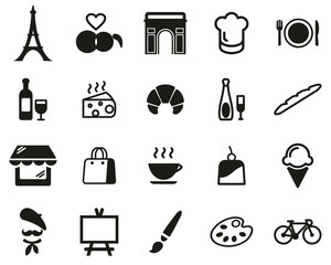 Paris City & Culture Icons Black & White Set Big