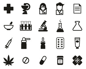 Pharmacy Or Drugstore Icons Black & White Set Big