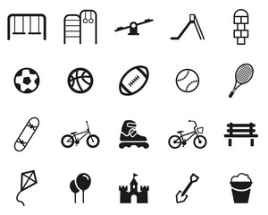 Playground Or Park Icons Black & White Set Big